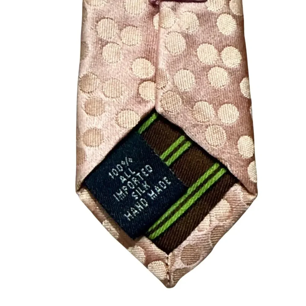 BCBG Attitude Beige Geometric Micro Circle 100% Silk Necktie